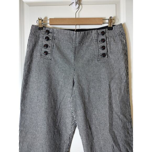 LARRY LEVINE Black White Thin Stripe Bermuda Cotton Capri Pants SZ 12 - Picture 3 of 9